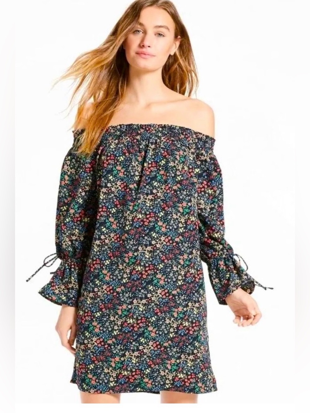 Lucky Brand Off The Shoulder Ditsy Floral Shift Dress